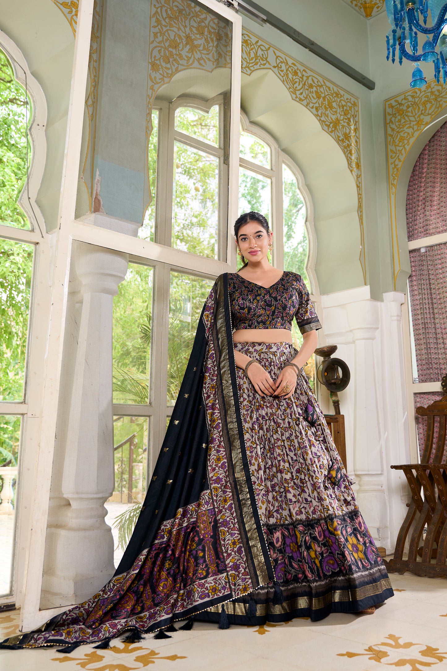 Modern Look – Women's Tussar Silk Lehenga Choli Set with Timeless Elegance