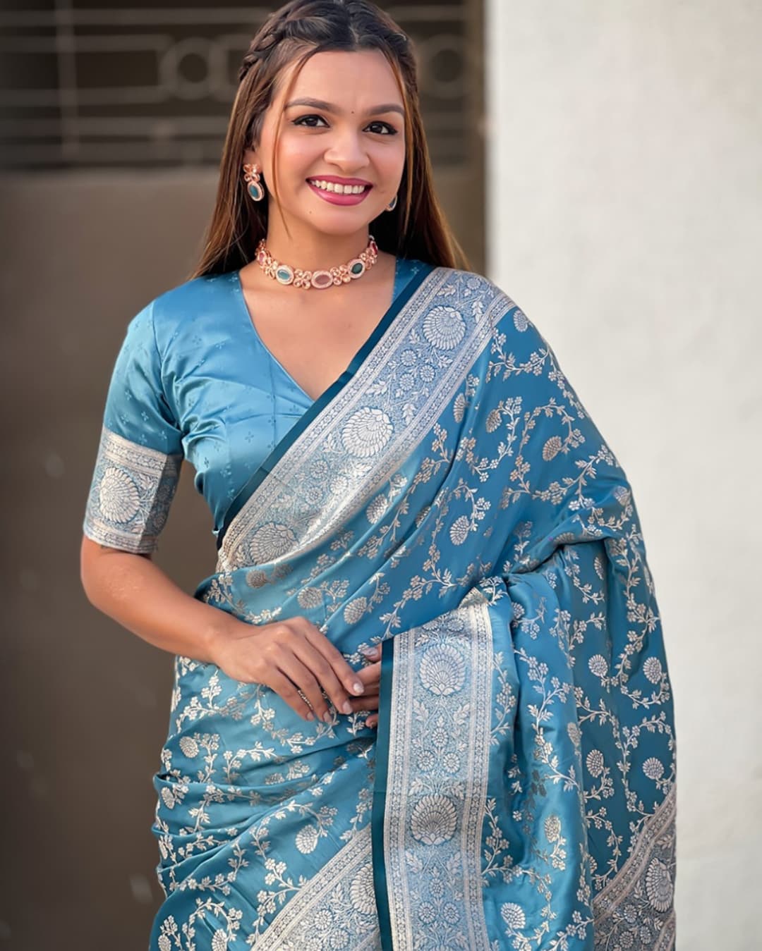 Banarasi Soft Silk Saree with Lustrous Zari Weave & Graceful Traditional Finish