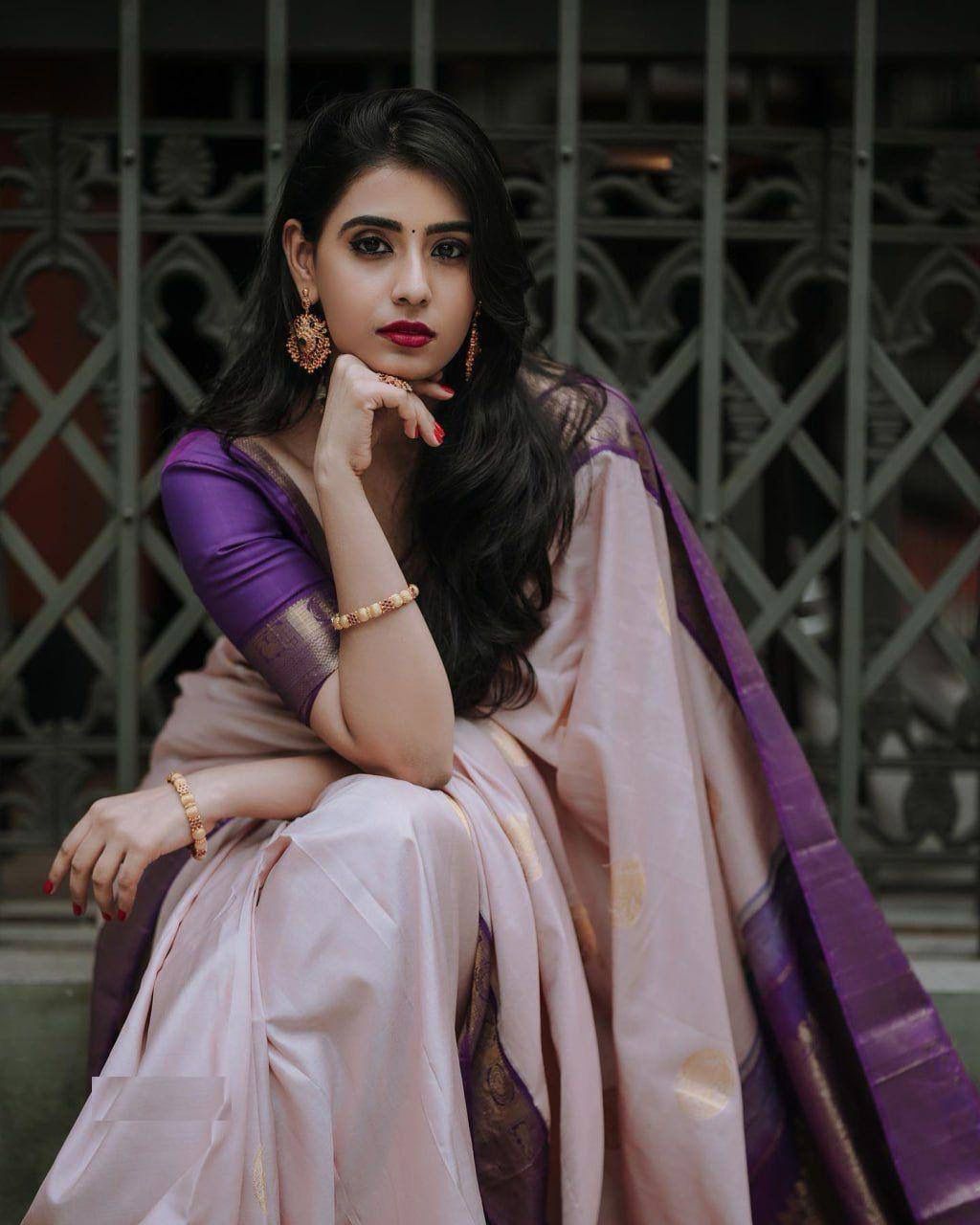 Graceful Banarasi Soft Silk Saree with Detailed Zari Work and Classic Pallu Elegance