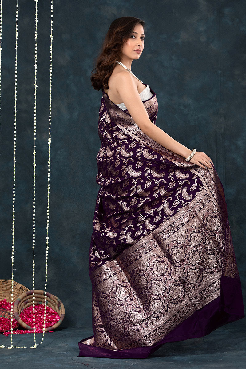 Graceful Banarasi Soft Silk Saree with Detailed Zari Work and Classic Pallu Elegance