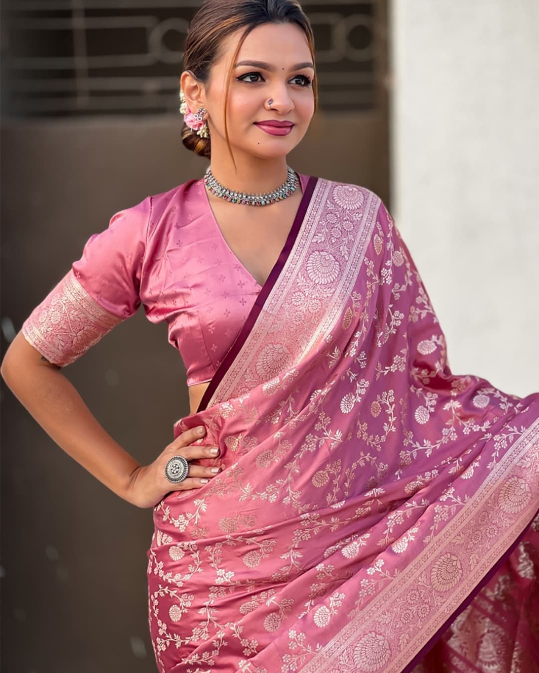 Banarasi Soft Silk Saree with Lustrous Zari Weave & Graceful Traditional Finish