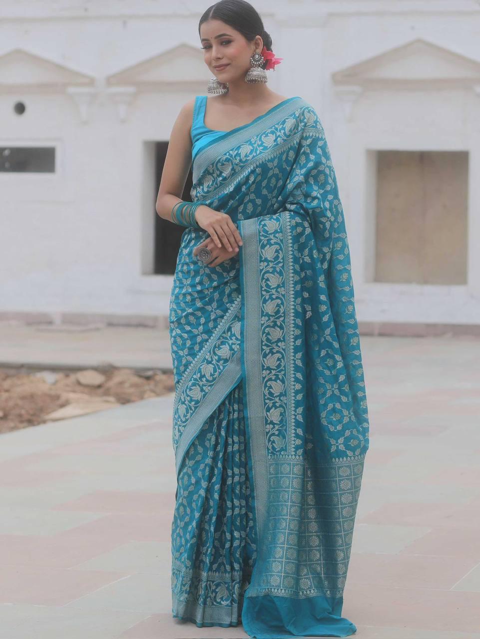 Banarasi Soft Silk Saree with Lustrous Zari Weave & Graceful Traditional Finish