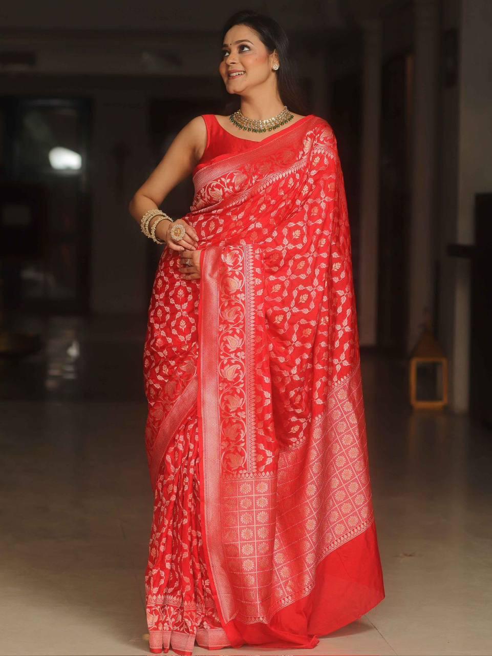 Banarasi Soft Silk Saree with Lustrous Zari Weave & Graceful Traditional Finish