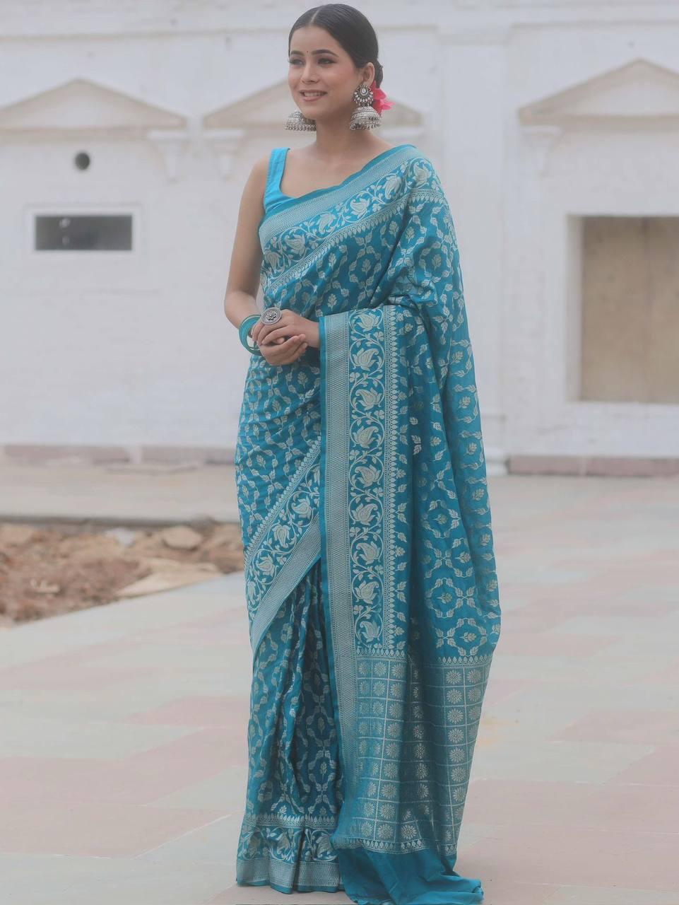 Banarasi Soft Silk Saree with Lustrous Zari Weave & Graceful Traditional Finish