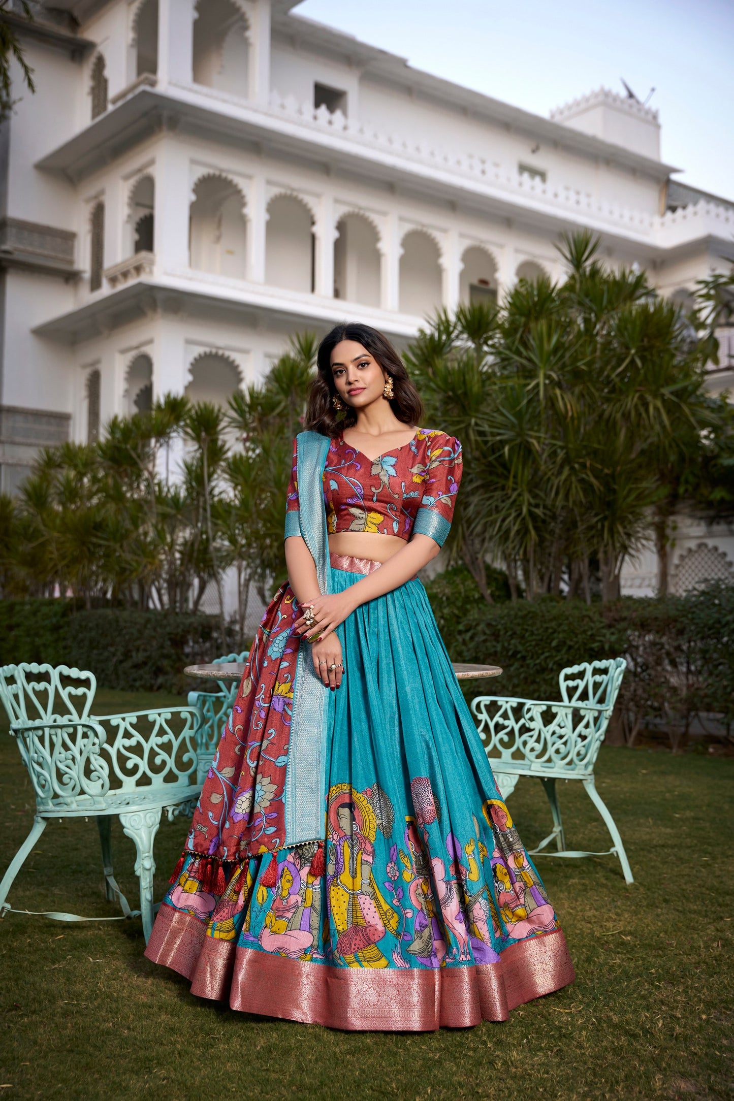 Festive Glow – Tussar Silk Lehenga Choli Set with Traditional Elegance & Charm for Women's