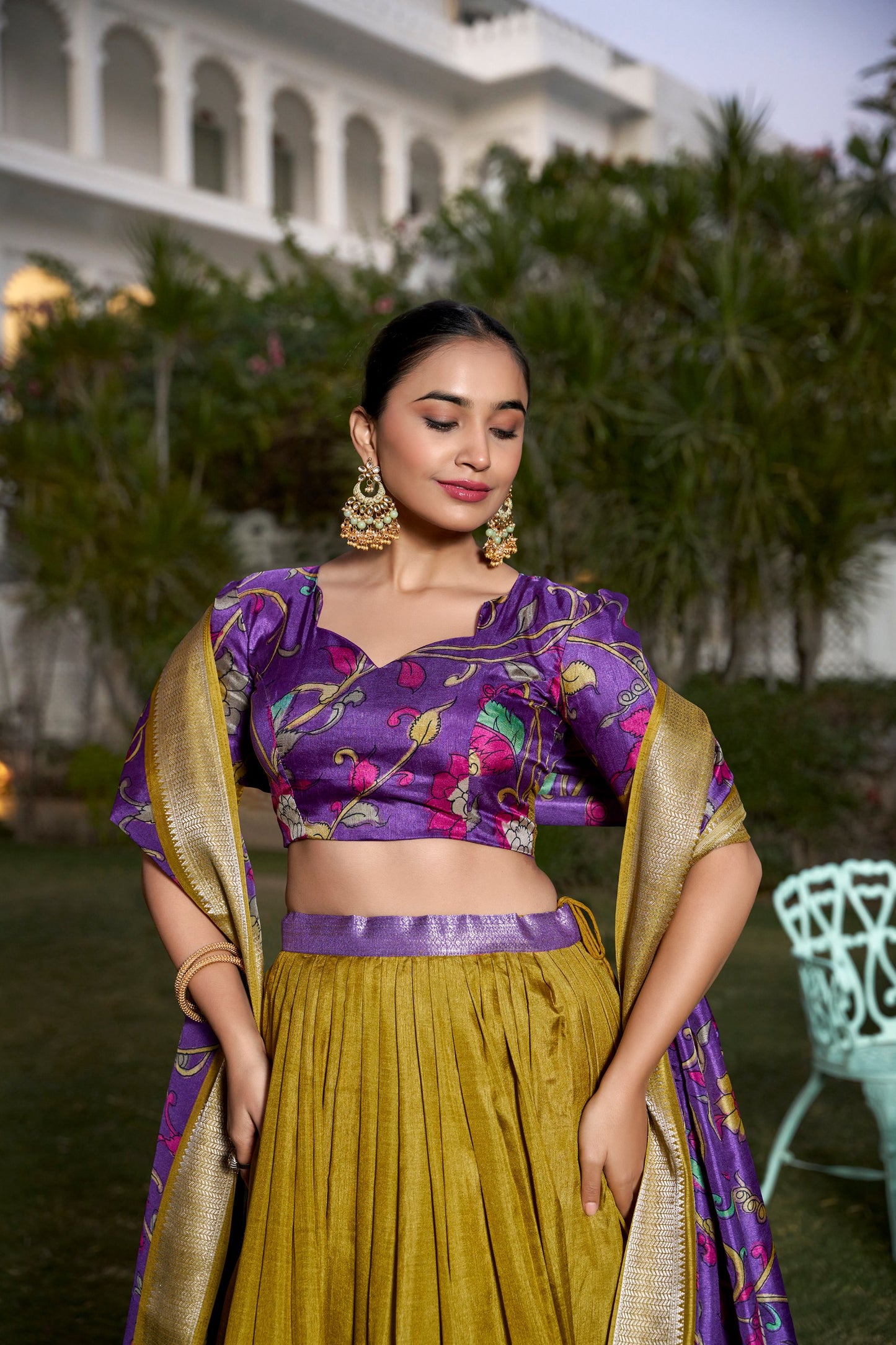 Festive Glow – Tussar Silk Lehenga Choli Set with Traditional Elegance & Charm for Women's