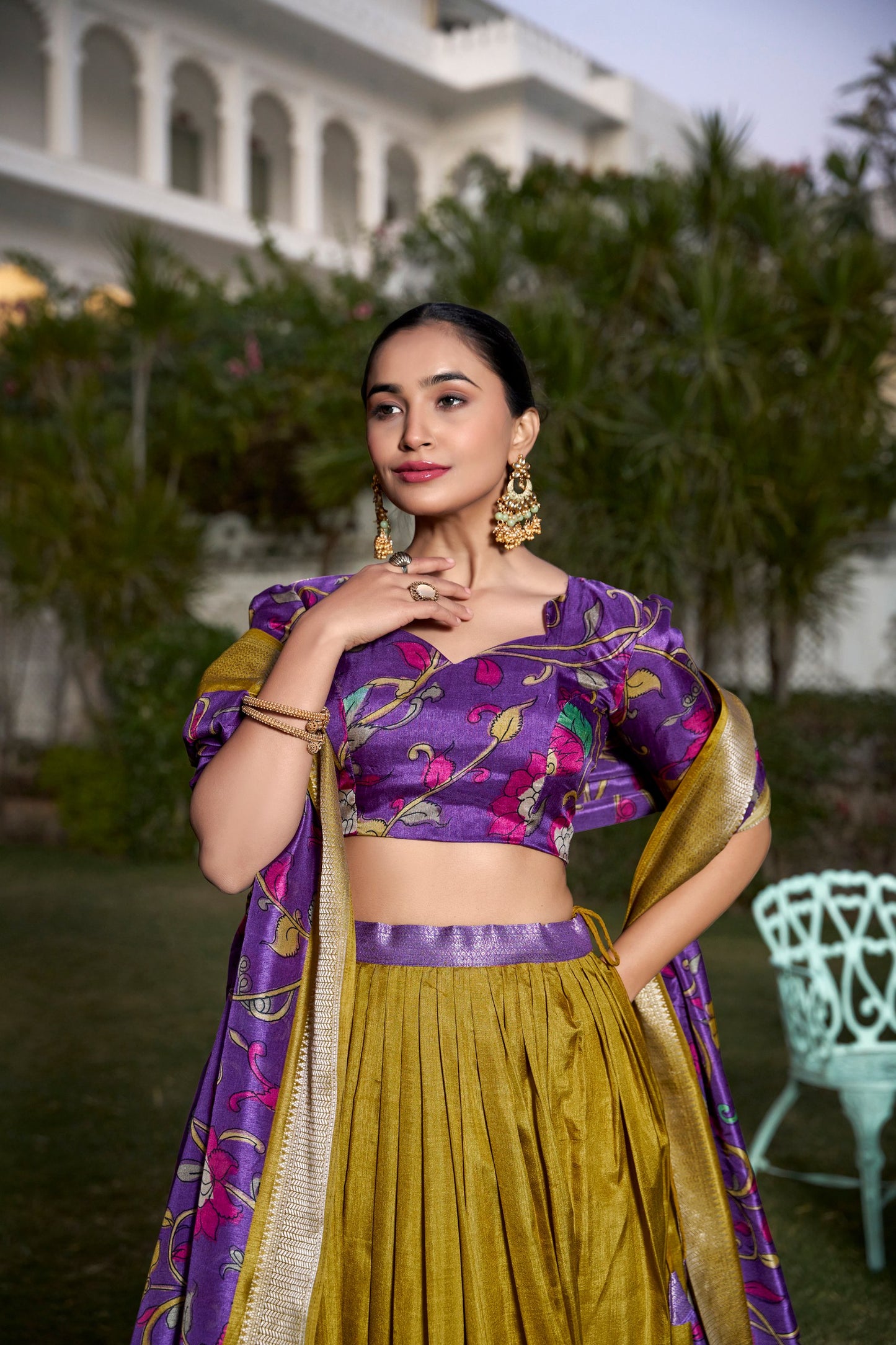 Festive Glow – Tussar Silk Lehenga Choli Set with Traditional Elegance & Charm for Women's