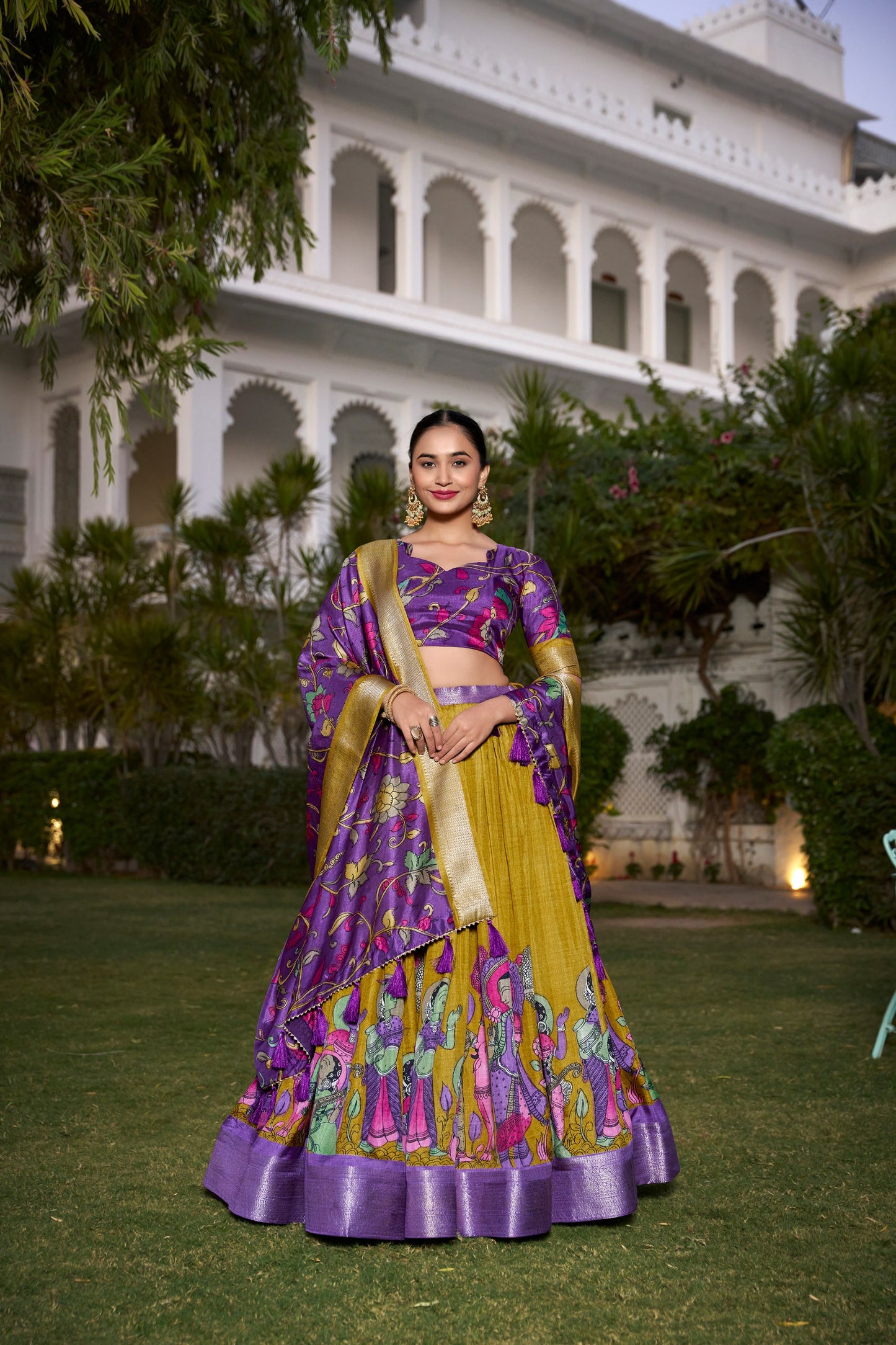 Festive Glow – Tussar Silk Lehenga Choli Set with Traditional Elegance & Charm for Women's