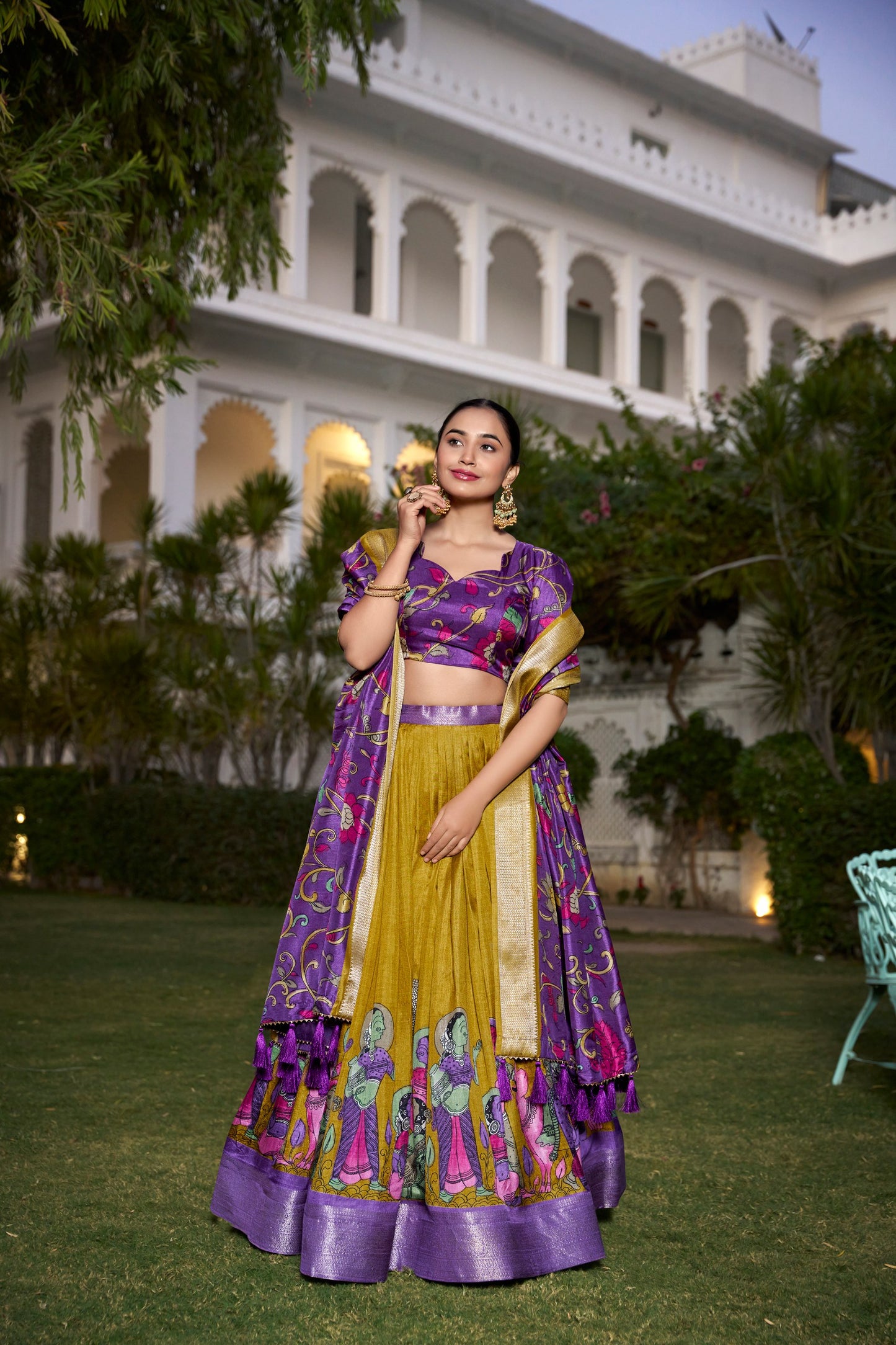 Festive Glow – Tussar Silk Lehenga Choli Set with Traditional Elegance & Charm for Women's