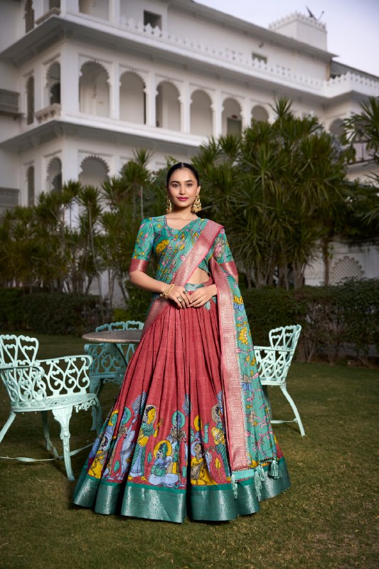Festive Glow – Tussar Silk Lehenga Choli Set with Traditional Elegance & Charm for Women's
