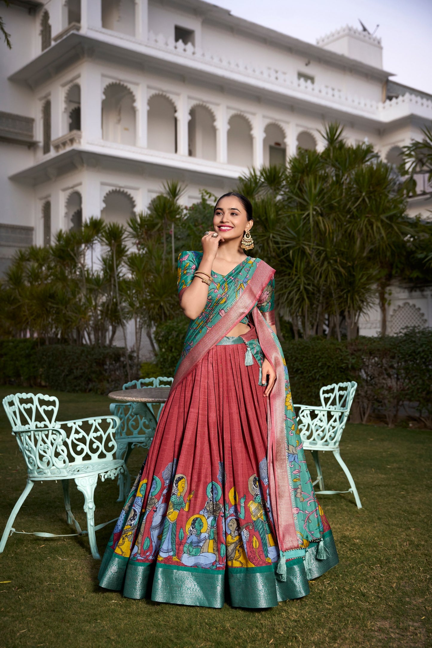 Festive Glow – Tussar Silk Lehenga Choli Set with Traditional Elegance & Charm for Women's