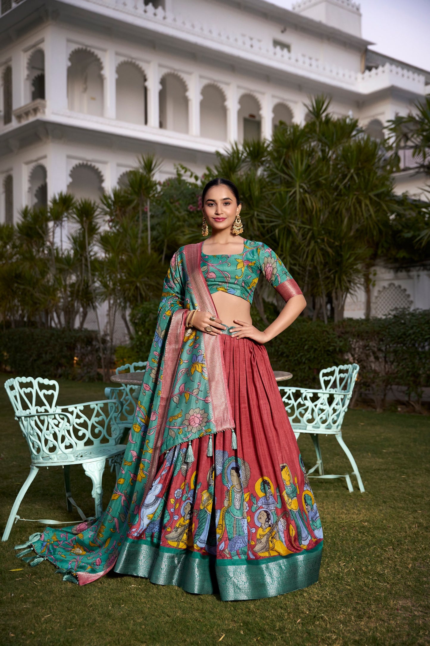 Festive Glow – Tussar Silk Lehenga Choli Set with Traditional Elegance & Charm for Women's
