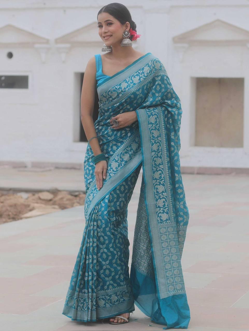 Banarasi Soft Silk Saree with Lustrous Zari Weave & Graceful Traditional Finish