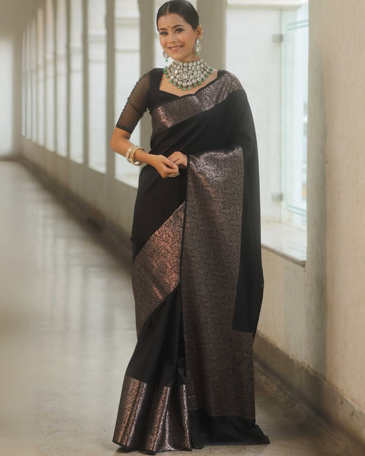 Banarasi Soft Silk Saree with Elegant Golden Zari Weaving and Rich Festive Appeal