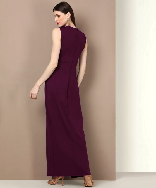 Women’s Wine Maxi Dress – Elegant Full-Length Dress for Casual, Party & Evening Wear